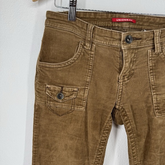 Vintage Y2K Cargo Corduroy Pants Women's Size 7 Brown Low Rise Flared Grunge 90s - Picture 4 of 8